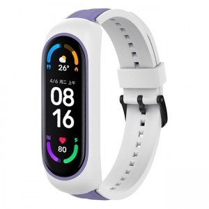 Xiaomi Mi Band 6 / 5 / 4 / 3 Dual Color óraszíj fehér/lila