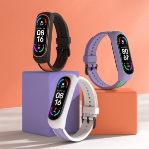 Xiaomi Mi Band 6 / 5 / 4 / 3 Dual Color óraszíj fehér/lila