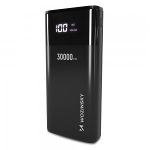 Wozinsky powerbank 30000mAh Li-Ion 4 x USB LCD kijelzővel 2A fehér (WPB-001WE)