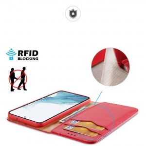 Samsung Galaxy S23 Dux Ducis Hivo fliptok RFID blokkoló piros