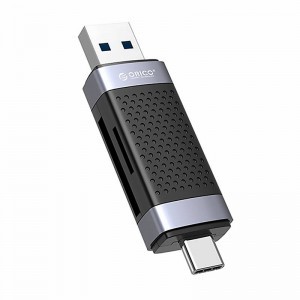 Orico SD/microSD memóriakártya olvasó, USB + USB-C (fekete)