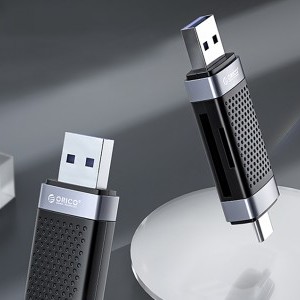 Orico SD/microSD memóriakártya olvasó, USB + USB-C (fekete)