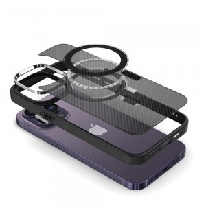 iPhone 14 Pro Magnetic Carbon telefontok fekete (Magsafe kompatibilis)