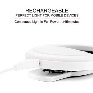Gyűrű alakú selfie lámpa fehér + USB-micro USB kábel