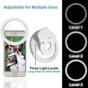 Gyűrű alakú selfie lámpa fehér + USB-micro USB kábel