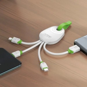 LDNIO LC95 3 az 1-ben 3.4A kompakt USB kábel (USB-A - USB-C + Lightning + micro USB)