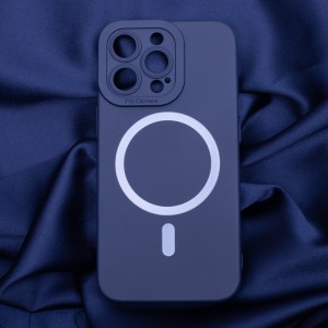 iPhone 14 Plus Szilikon MagSafe kompatibilis tok sötétkék