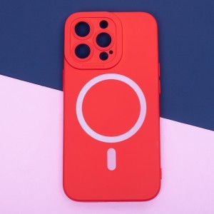 iPhone 14 Pro Szilikon MagSafe kompatibilis tok piros