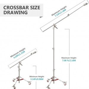 Boom stand rozsdamentes acél állvány fékezhető kerekekkel, homokzsákkal, 2.16m + 2.18m  (LTL440)-4