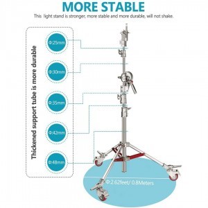 Boom stand rozsdamentes acél állvány fékezhető kerekekkel, homokzsákkal, 2.16m + 2.18m  (LTL440)-8
