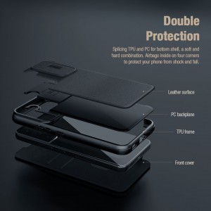 Samsung Galaxy S23 Nillkin Qin Pro bőr szövet fliptok szürke