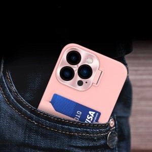 iPhone 14 Leather Stand tok kártyatartóval rózsaszín
