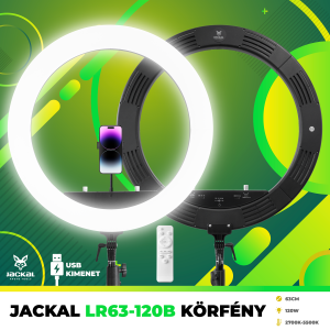 Jackal LR63-120B 63cm LED körfény, körlámpa, ring light távirányítóval, 280cm állvánnyal