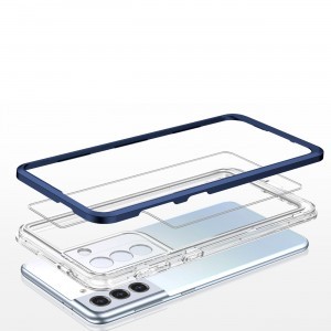 Samsung Galaxy A14 4G/5G Clear 3 az 1-ben szilikon tok kerettel kék