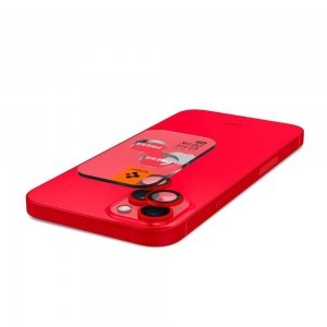 iPhone 14/14 Plus/15/15 Plus Spigen Optik.TR 2x kameralencsevédő 9H üveg piros
