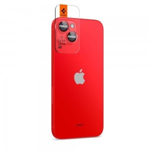 iPhone 14/14 Plus/15/15 Plus Spigen Optik.TR 2x kameralencsevédő 9H üveg piros