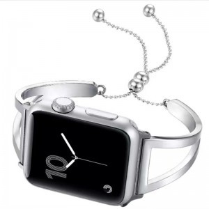 Apple Watch 4/5/6/7/8/SE (38/40/41mm) S2 karkötő formájú fém óraszíj ezüst színű Alphajack