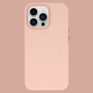iPhone 14 Pro Max MagSafe Leather bőr tok világos rózsaszín