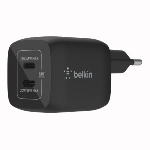 Belkin BoostCharge Pro 45W PD 3.0 PPS Dual USB-C GaN hálózati töltő adapter fekete (WCH011vfBK)