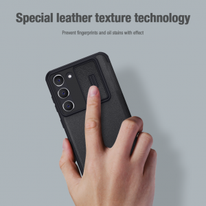 Samsung Galaxy S23 Plus Nillkin Qin Pro bőr szövet fliptok szürke