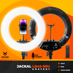 Jackal LR45-95U 45cm fekete LED körfény, körlámpa, ring light távirányítóval, stabil állvánnyal