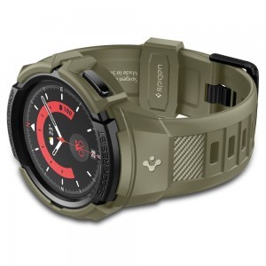 Samsung Galaxy Watch 5 Pro (45mm) Spigen Rugged Armor Pro szíj és tok Vintage Khaki