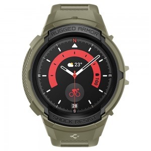 Samsung Galaxy Watch 5 Pro (45mm) Spigen Rugged Armor Pro szíj és tok Vintage Khaki