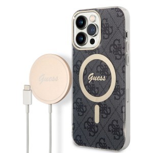 iPhone 14 Pro Max Guess BUGUHMP14XH4EACSK 4G MagSafe kompatibilis hátlap + vezeték nélküli töltő fekete