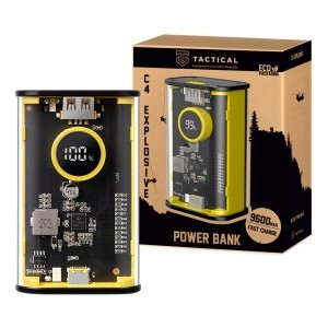 Tactical C4 Explosive Powerbank 9600mAh USB-A, USB-C PD 22.5W QC3.0 sárga