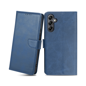 Samsung Galaxy A14 4G/5G mágneses PU bőr fliptok kártyatartóval kék Alphajack