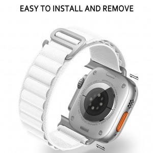 Apple Watch 42/44/45/49 mm Nylon óraszíj design 2 fehér