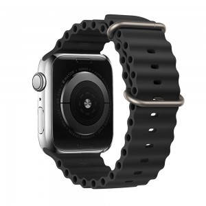 Apple Watch 42/44/45/49 mm Szilikon óraszíj design 1 fekete