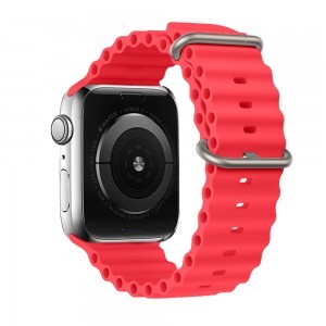 Apple Watch 42/44/45/49 mm Szilikon óraszíj design 1 piros