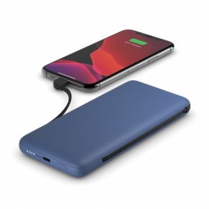 Belkin BoostCharge Plus USB-C Powerbank 10000 mAh, PD 18W kék integrált USB-C és Lightning kábelekkel (BPB006btBLU)-1