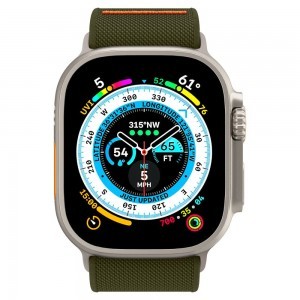 Apple Watch 4/5/6/7/8/9/SE/Ultra (42/44/45/49 mm) Spigen Fit Lite óraszíj khaki