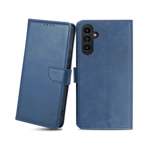 Samsung Galaxy A13 4G mágneses PU bőr fliptok kártyatartóval kék Alphajack