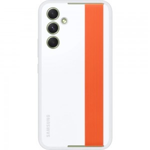 Samsung Galaxy A54 5G gyári szilikon tok narancssárga pánttal fehér (EF-XA546CWEGWW)