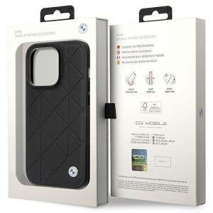 iPhone 14 Pro BMW BMHCP14L22RQDK Leather Quilted tok fekete