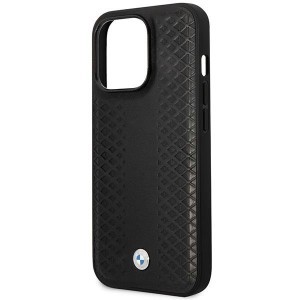 iPhone 14 Pro Max BMW BMHMP14X22RFGK Leather Diamond Pattern MagSafe kompatibilis tok fekete