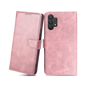 Samsung Galaxy A32 5G mágneses PU bőr fliptok kártyatartóval rózsaszín Alphajack