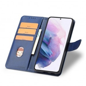 Samsung Galaxy S22 mágneses PU bőr fliptok kártyatartóval kék Alphajack