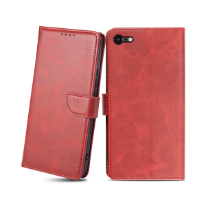 iPhone 7/8/SE 2020/SE 2022 mágneses PU bőr fliptok kártyatartóval piros Alphajack