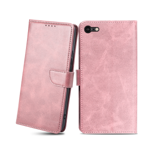 iPhone 7/8/SE 2020/SE 2022 mágneses PU bőr fliptok kártyatartóval rózsaszín Alphajack