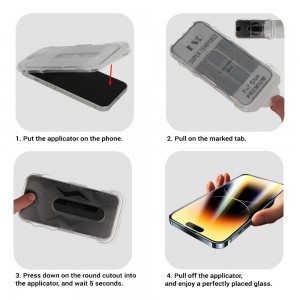 iPhone 12 Pro Max Easy-Stick Box Full Glue kijelzővédő üvegfólia fekete