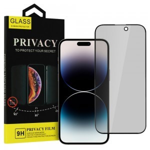 iPhone 14 Pro/15 Privacy kijelzővédő üvegfólia fekete