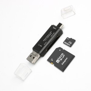 ROCKETEK 3 az 1-ben USB-A, USB Type-C, Micro USB kártyaolvasó SD, micro SD fekete (RT-CR11)