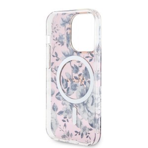 iPhone 14 Pro Max Guess PC/TPU Flowers IML MagSafe kompatibilis tok rózsaszín (GUHMP14XHCFWSP)