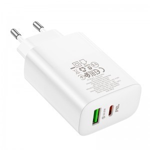 Borofone BN10 SunLight fali töltő adapter USB + Type C QC 3.0 PD 65W fehér