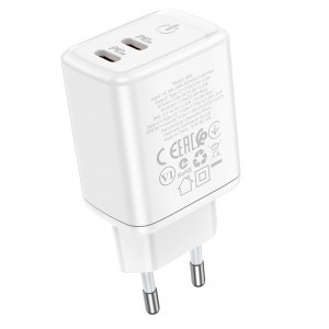 Borofone BN9 Reacher hálózati töltő adapter 2xType C QC 3.0 PD 35W fehér-7