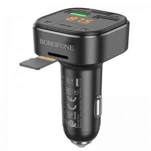 Borofone FM transmiter BC43 Flash MP3, Bluetooth 2xUSB + microSD QC 3.0 18W fekete 